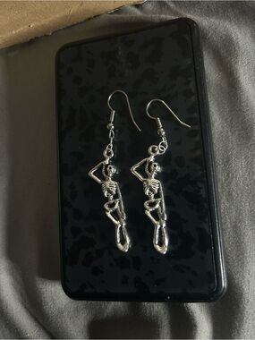 Silver Skeleton Dangle Earrings - Women Jewelry